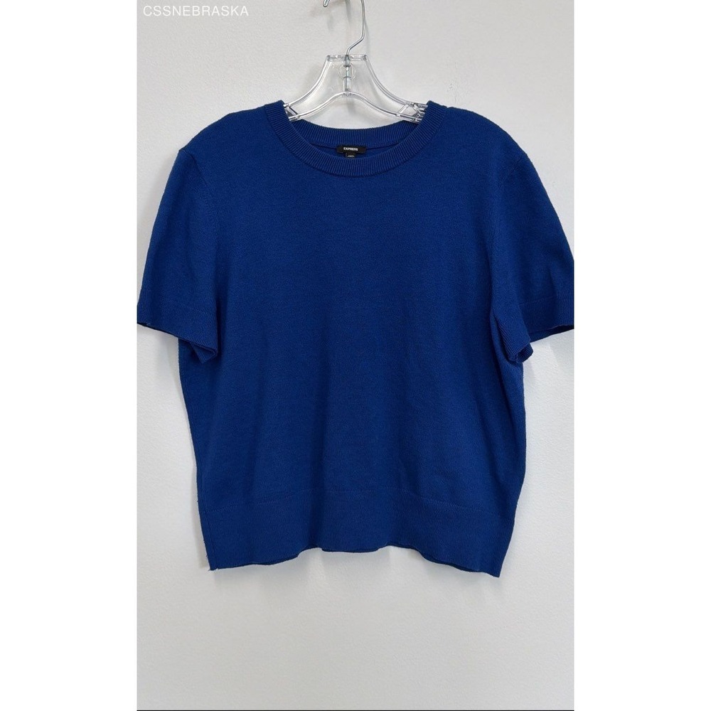 Express‎ Blue Express Soft Waffle Knit Off The Shoulder Sweater - Size L